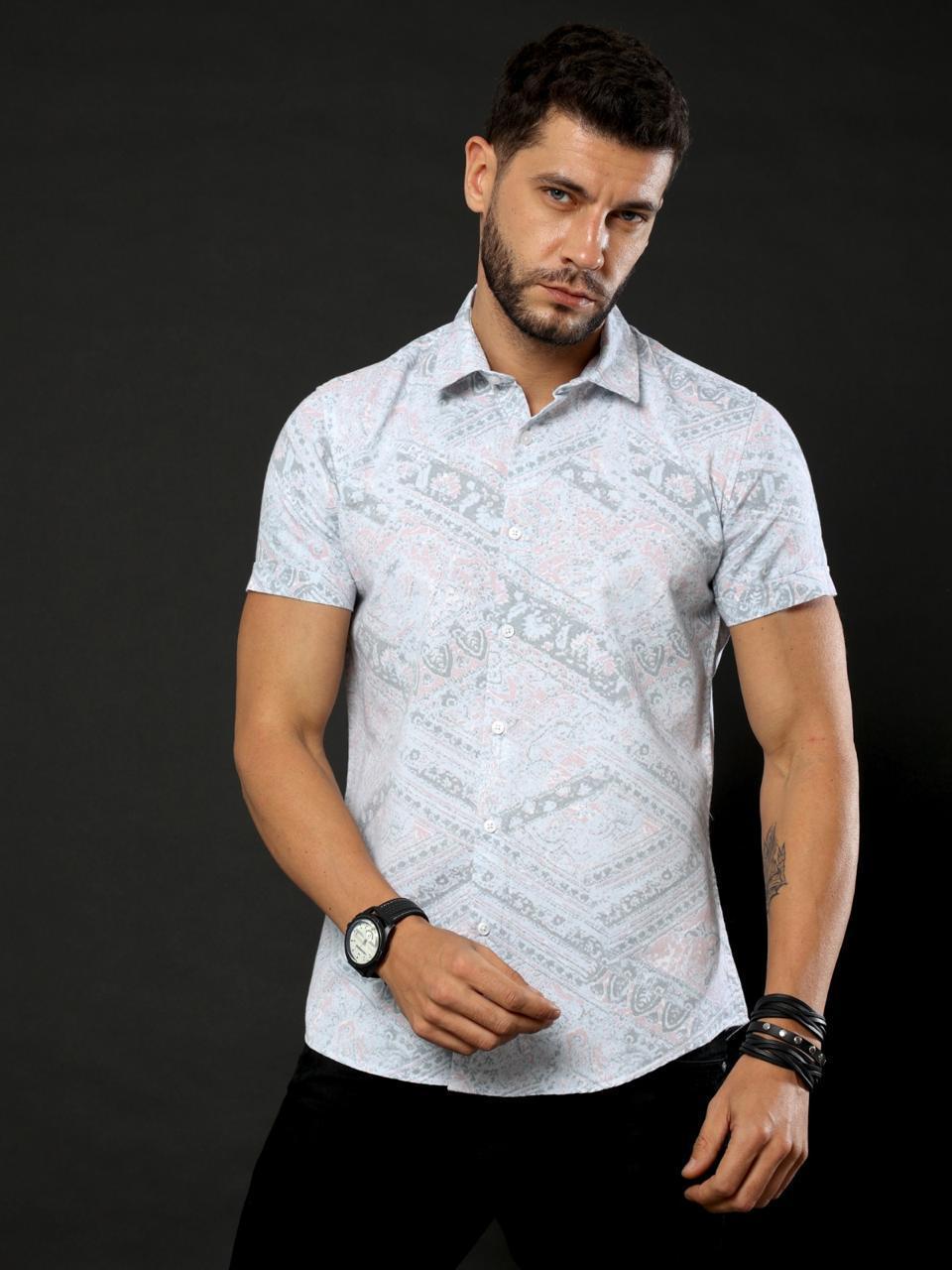 Ethnic Design Printed Half Sleeve Shirt
