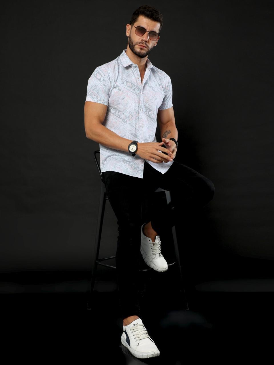 Ethnic Design Printed Half Sleeve Shirt