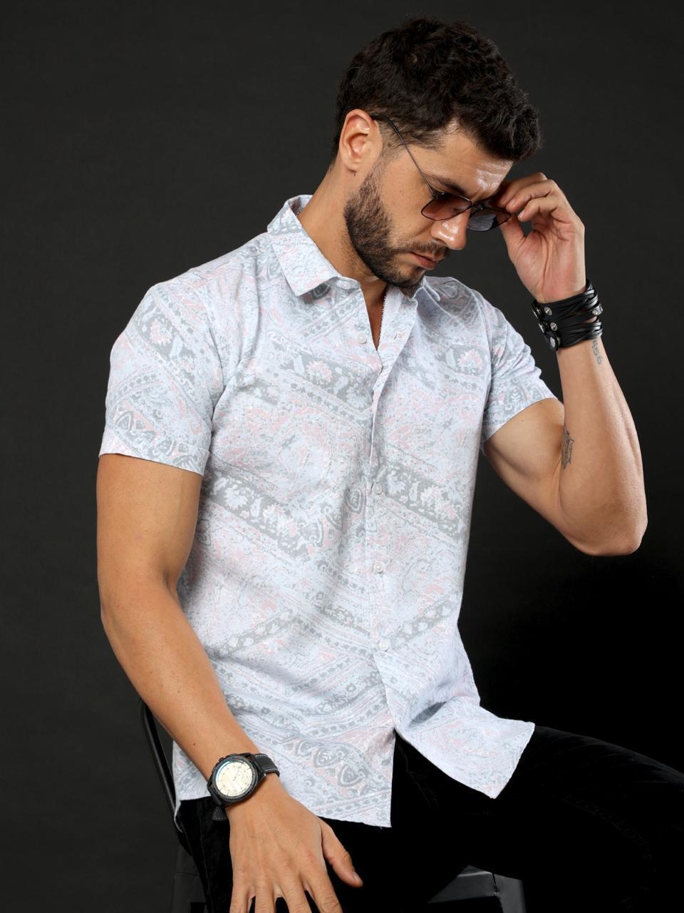 Ethnic Design Printed Half Sleeve Shirt