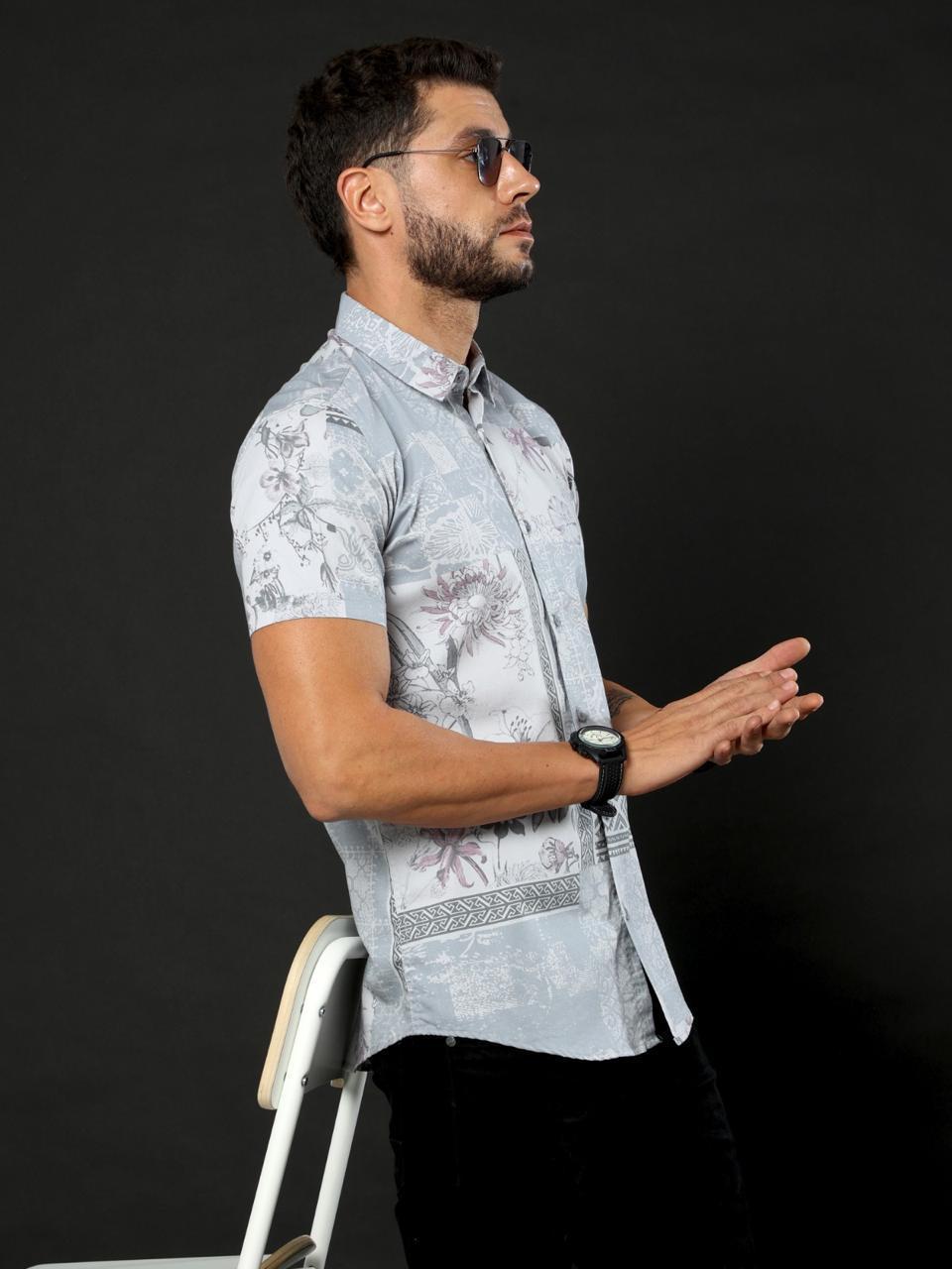 Floral Design Printed Half Sleeve Shirt