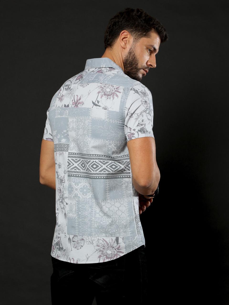 Floral Design Printed Half Sleeve Shirt