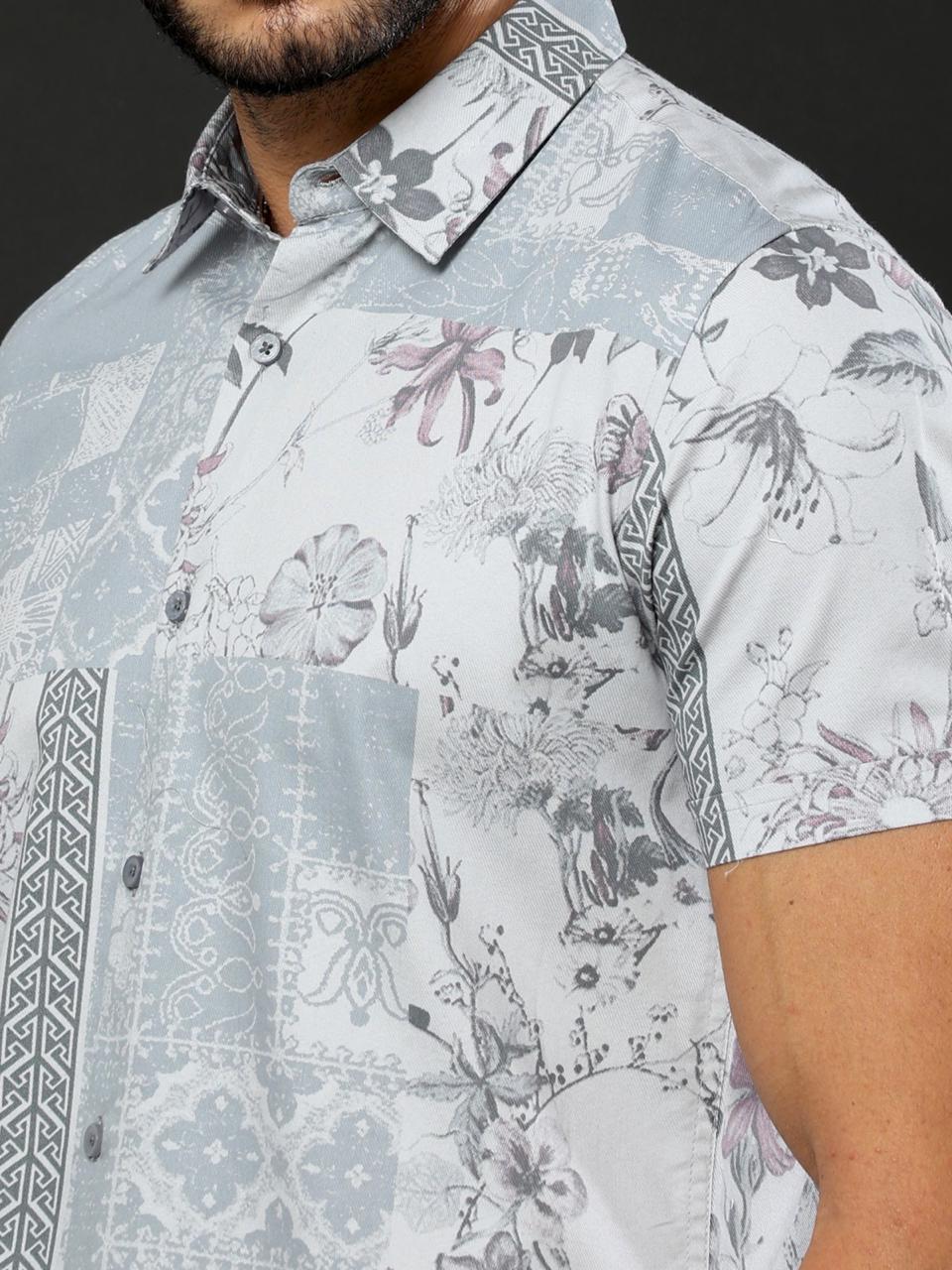 Floral Design Printed Half Sleeve Shirt