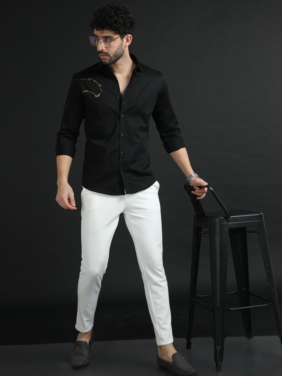 Black Designer Golden Tiger Shirt