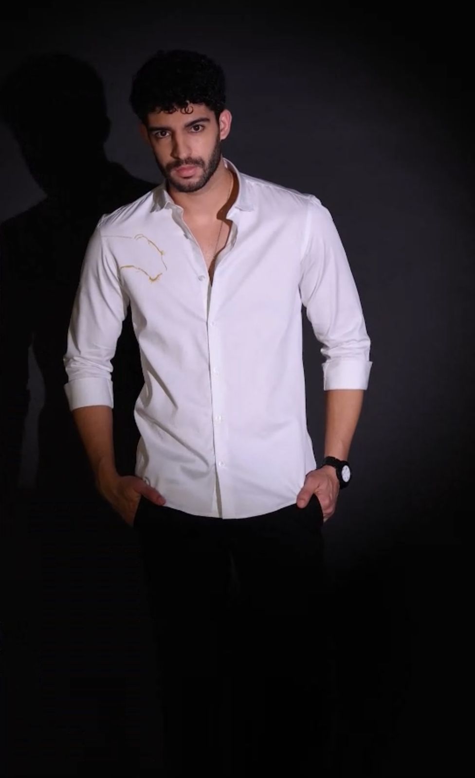White Designer Golden Tiger Shirt