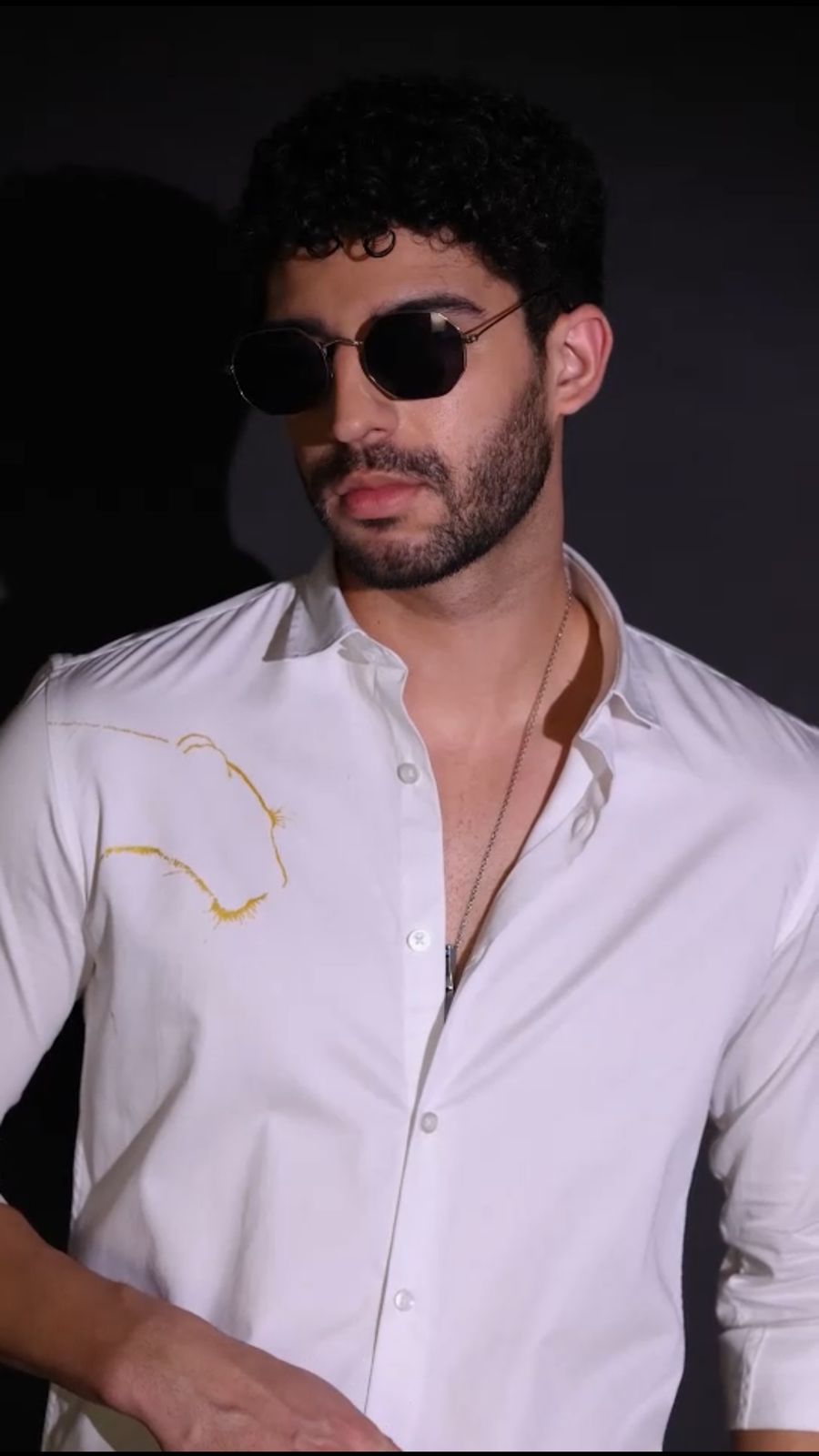White Designer Golden Tiger Shirt