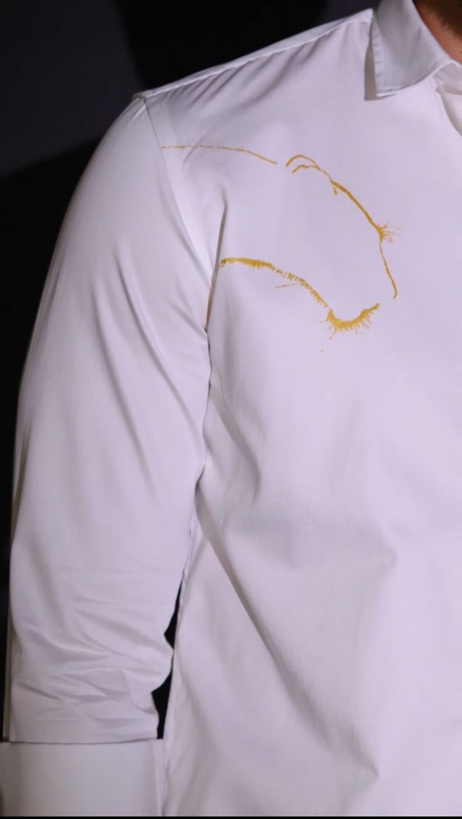 White Designer Golden Tiger Shirt