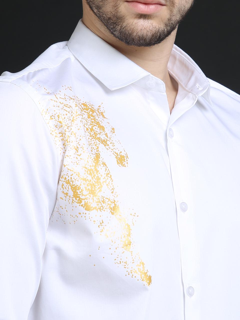 White Designer Golden horse Shirt