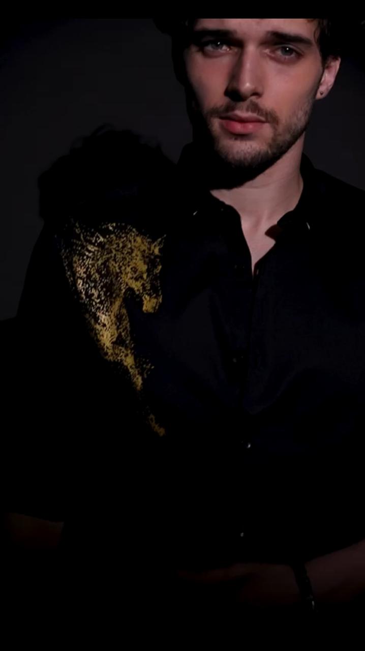Black Designer Golden Horse Shirt