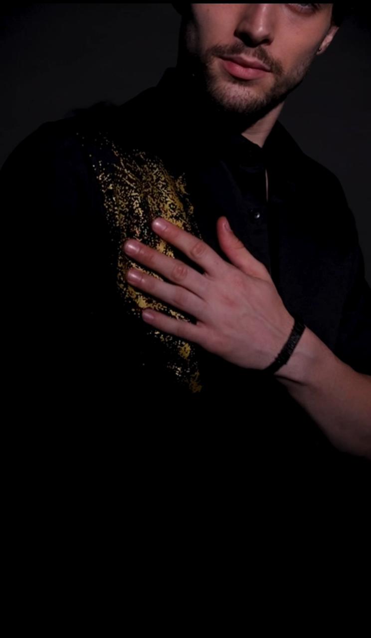 Black Designer Golden Horse Shirt